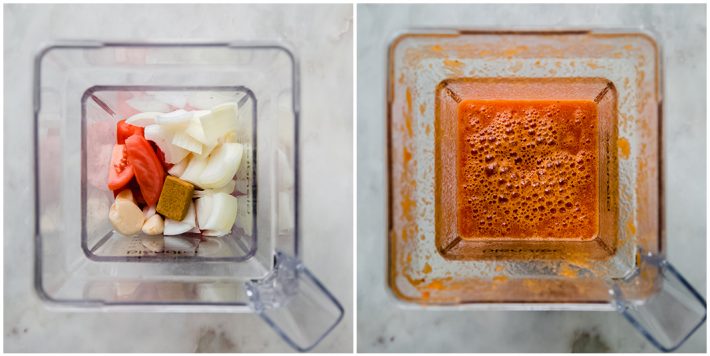 Blender before and after tomato sauce