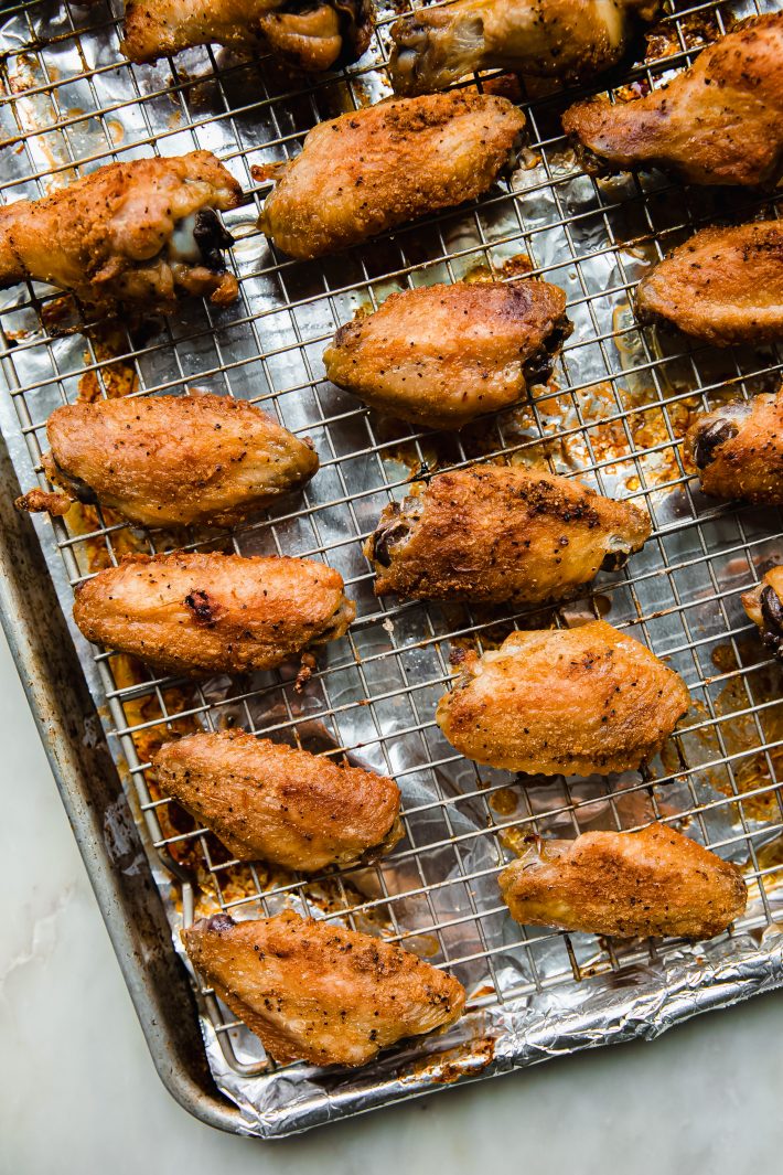 baked chicken wings on baking sheet