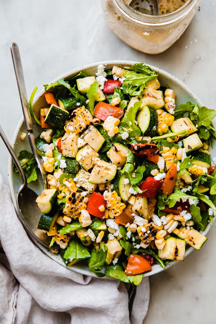 Grilled Zucchini Salad with Corn and Sweet Peppers