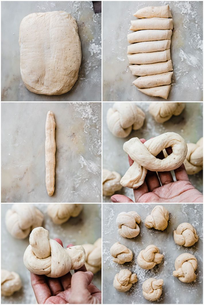 Process of making knots out of the dough