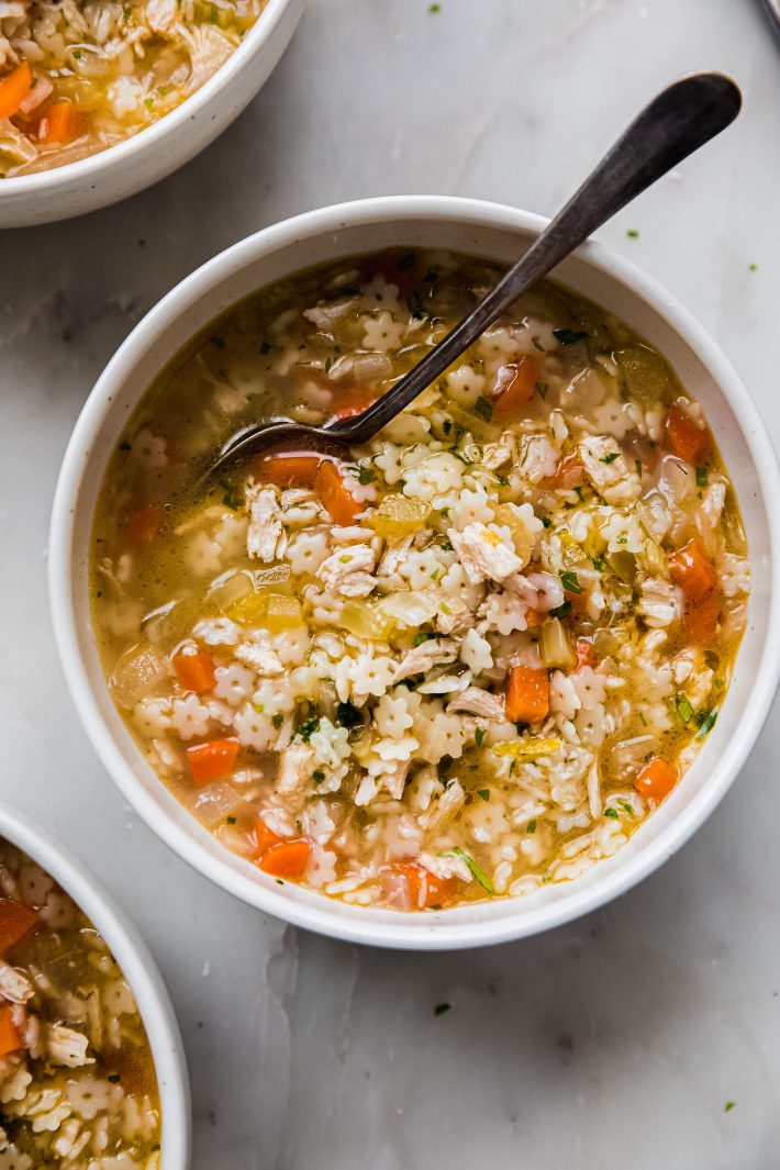 pastina soup with spoon