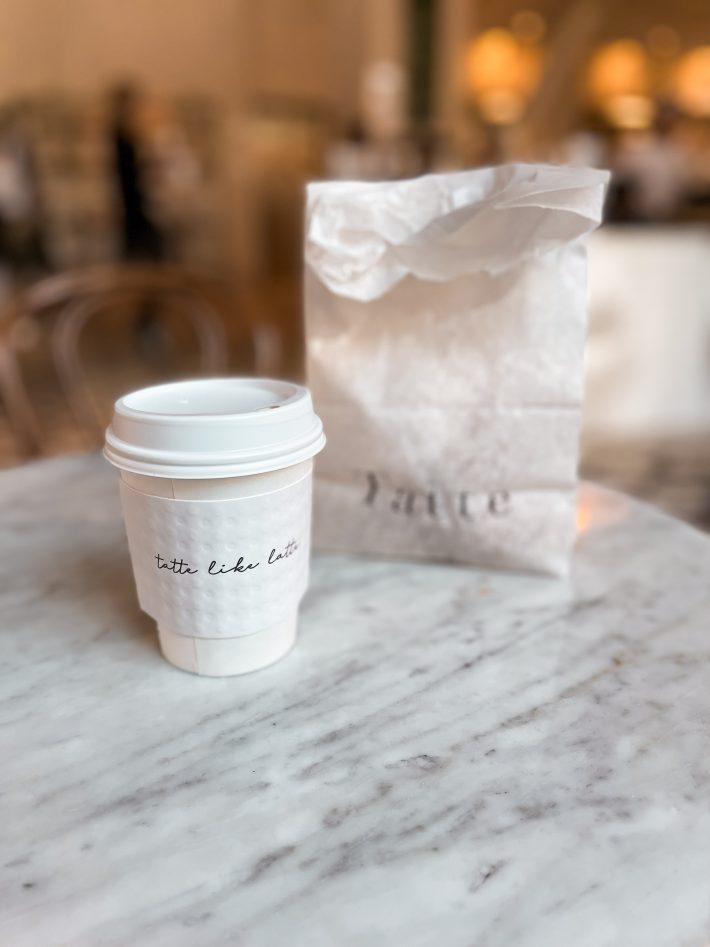 tatte bakery cup and croissant bag